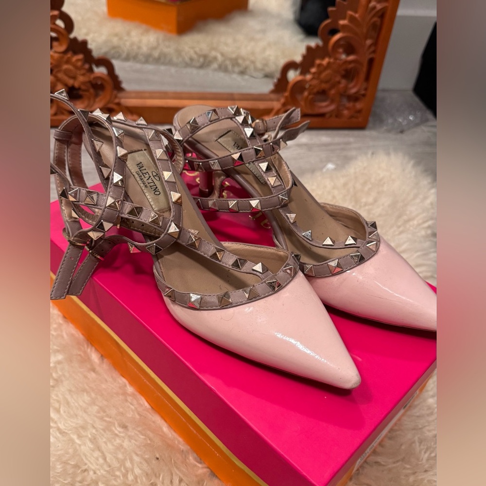 Valentino rockstuds. Blush Pink Patent leather. Well loved